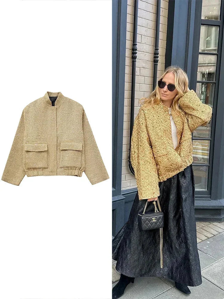 Veste femme chic à paillettes et coupe élégante
