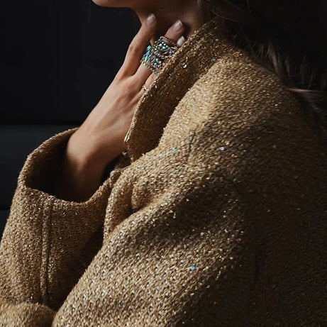 Veste femme chic à paillettes et coupe élégante