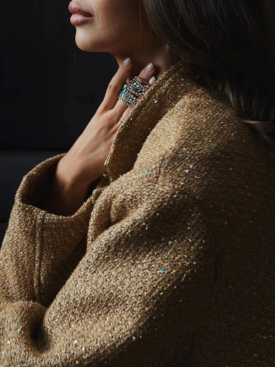 Veste femme chic à paillettes et coupe élégante