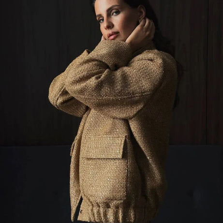 Veste femme chic à paillettes et coupe élégante