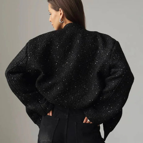 Veste femme chic à paillettes et coupe élégante