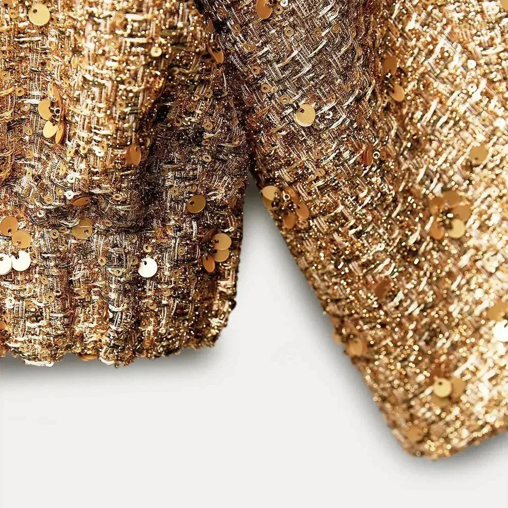 Veste femme chic à paillettes et coupe élégante