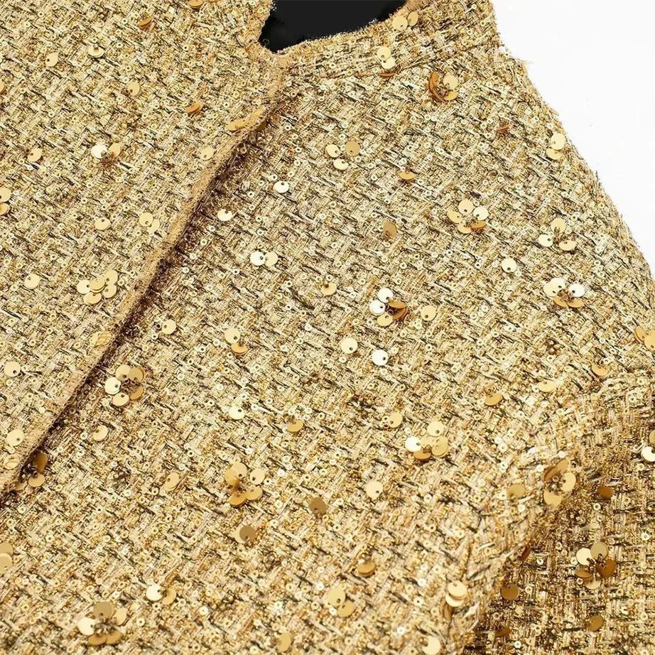 Veste femme chic à paillettes et coupe élégante
