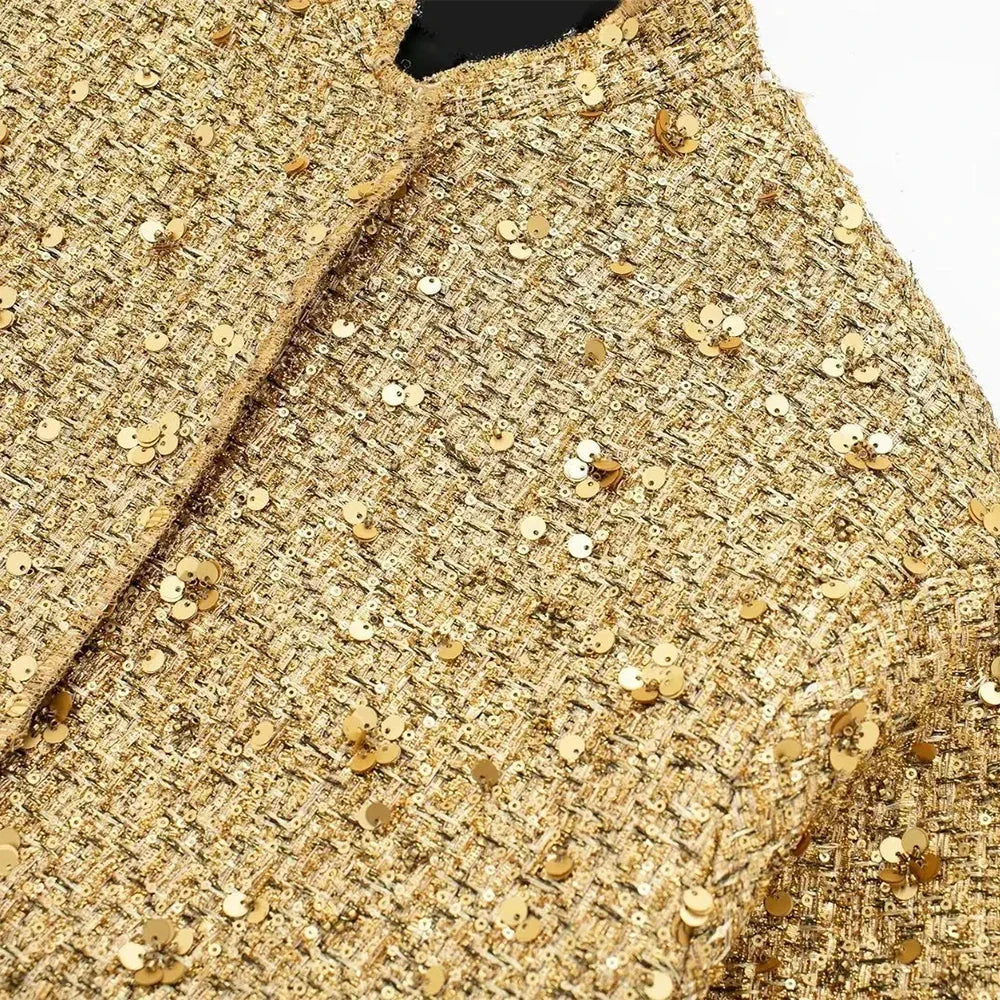 Veste femme chic à paillettes et coupe élégante