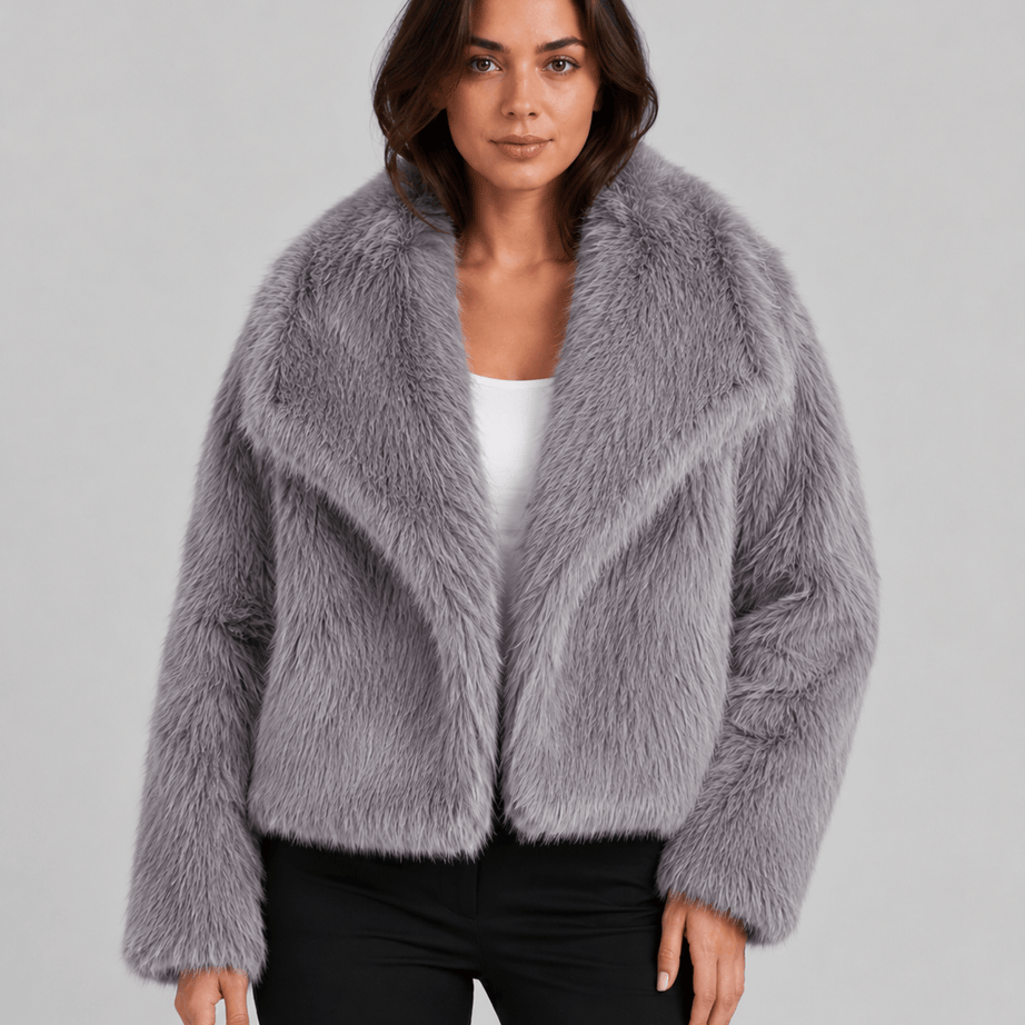Veste Fausse Fourrure Femme | Col Châle Ample