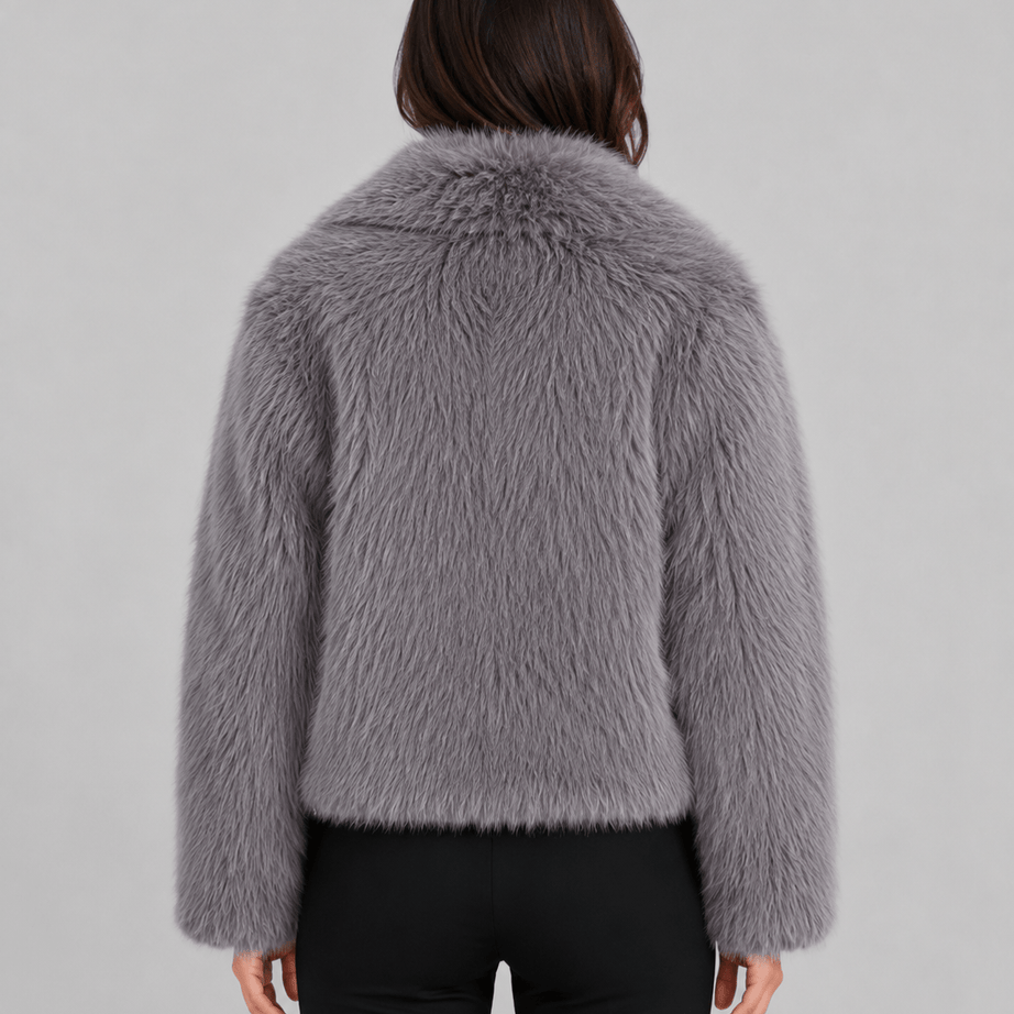 Veste Fausse Fourrure Femme | Col Châle Ample