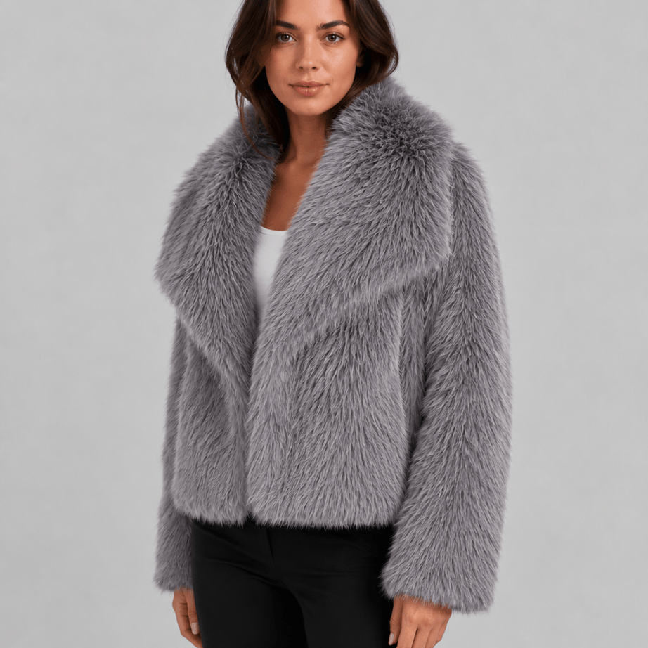 Veste Fausse Fourrure Femme | Col Châle Ample