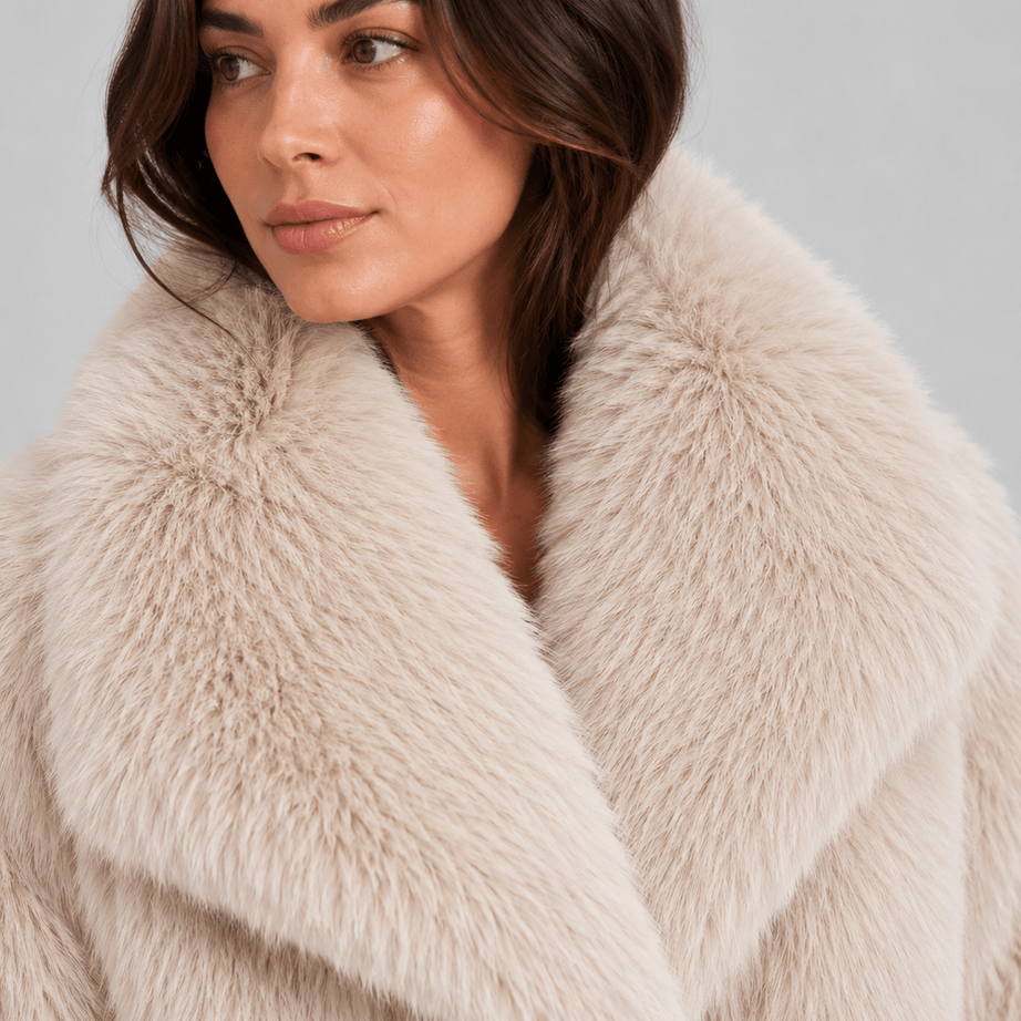 Veste Fausse Fourrure Femme | Col Châle Ample