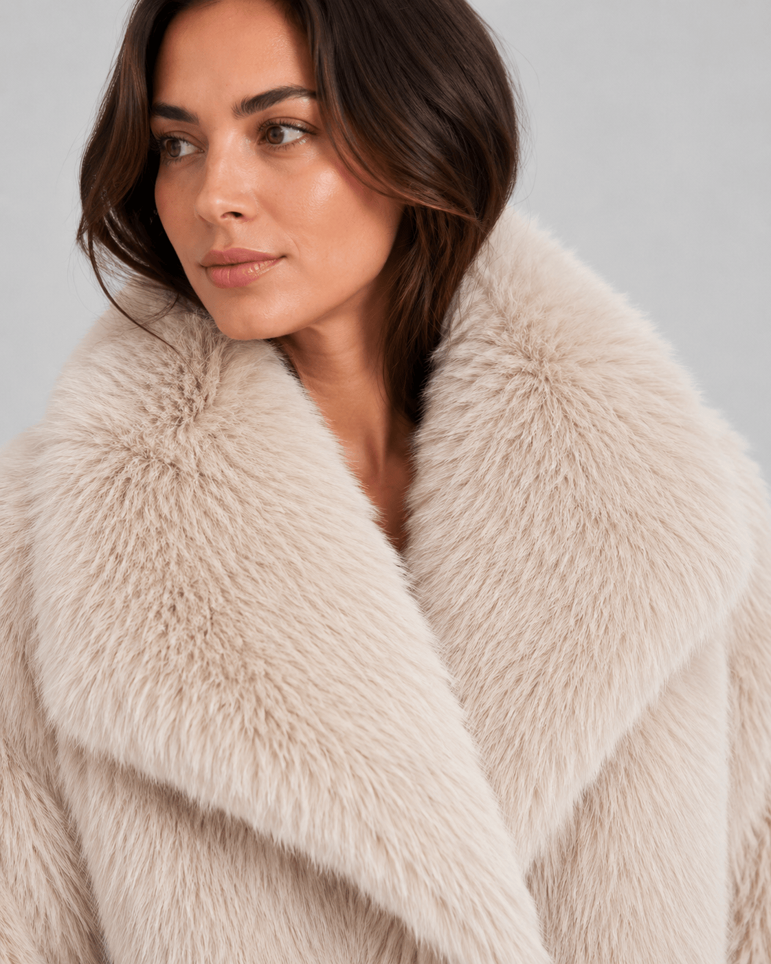 Veste Fausse Fourrure Femme | Col Châle Ample