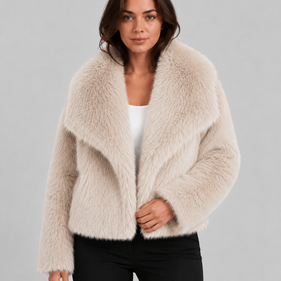 Veste Fausse Fourrure Femme | Col Châle Ample