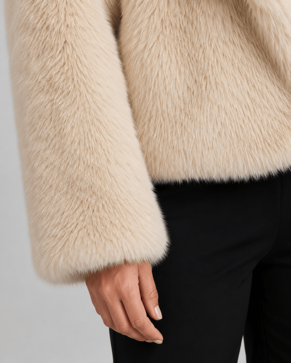 Veste Fausse Fourrure Femme | Col Châle Ample