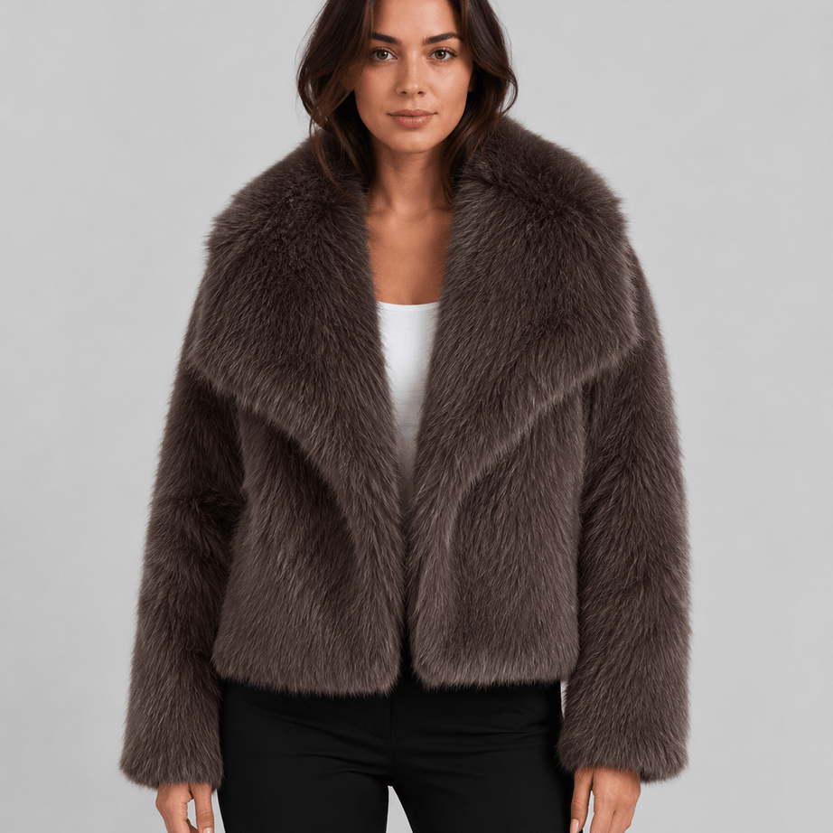 Veste Fausse Fourrure Femme | Col Châle Ample