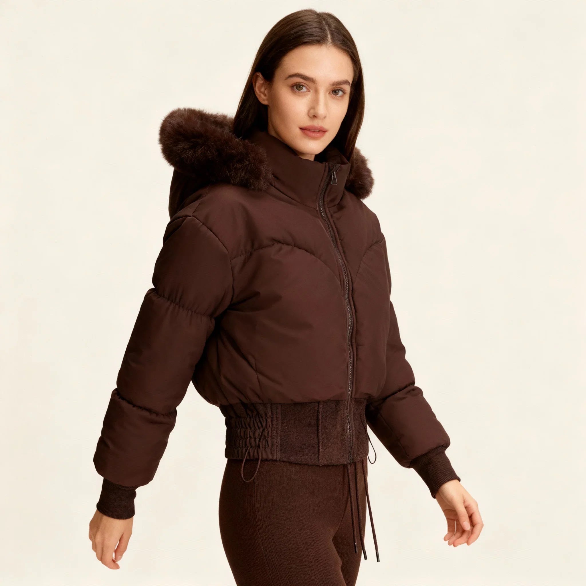 Doudoune d'hiver pour femme avec capuche amovible