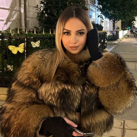 Veste femme en fausse fourrure avec manches longues