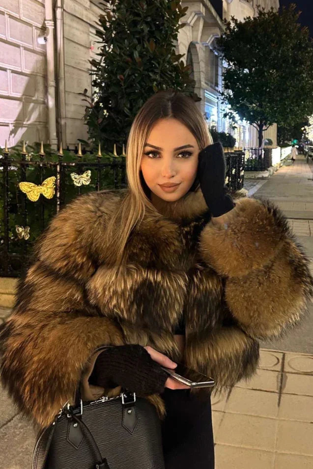 Veste femme en fausse fourrure avec manches longues
