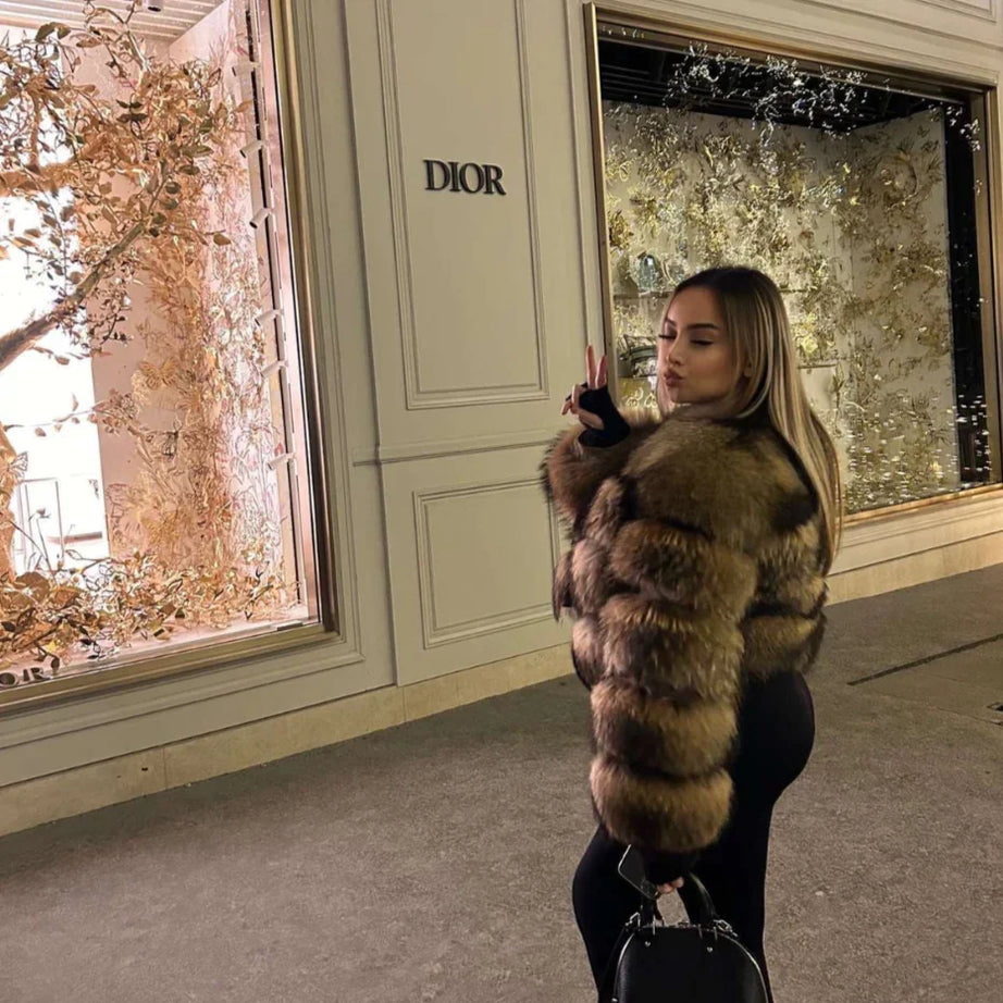 Veste femme en fausse fourrure avec manches longues
