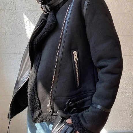 Veste femme en suédine avec doublure effet mouton