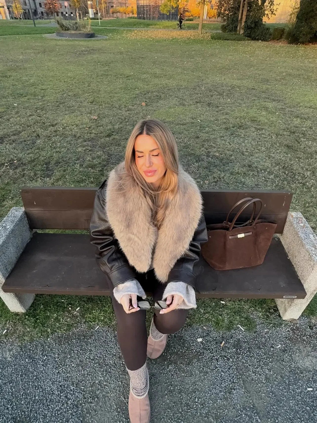 Veste Femme Marron Vintage à Col Doublé et Poches
