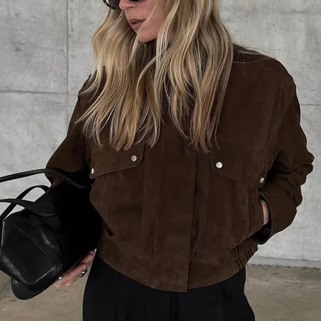Veste femme style motard avec poches avant