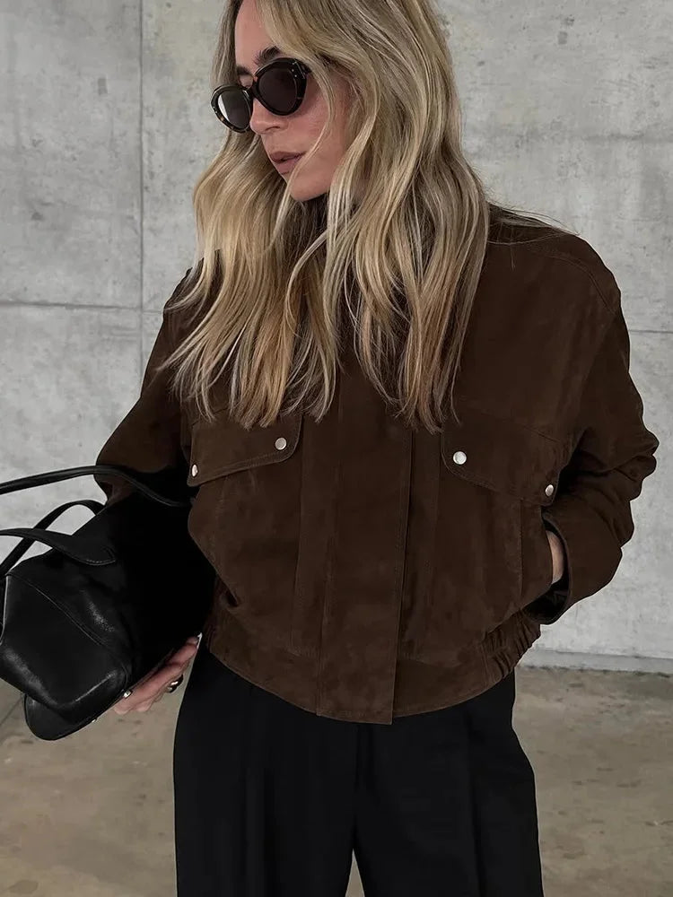 Veste femme style motard avec poches avant