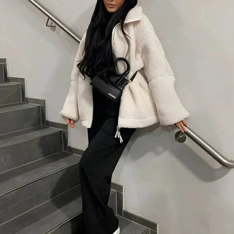 Veste femme style teddie confortable coupe ample