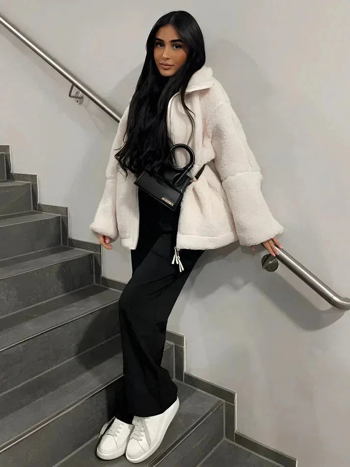 Veste femme style teddie confortable coupe ample