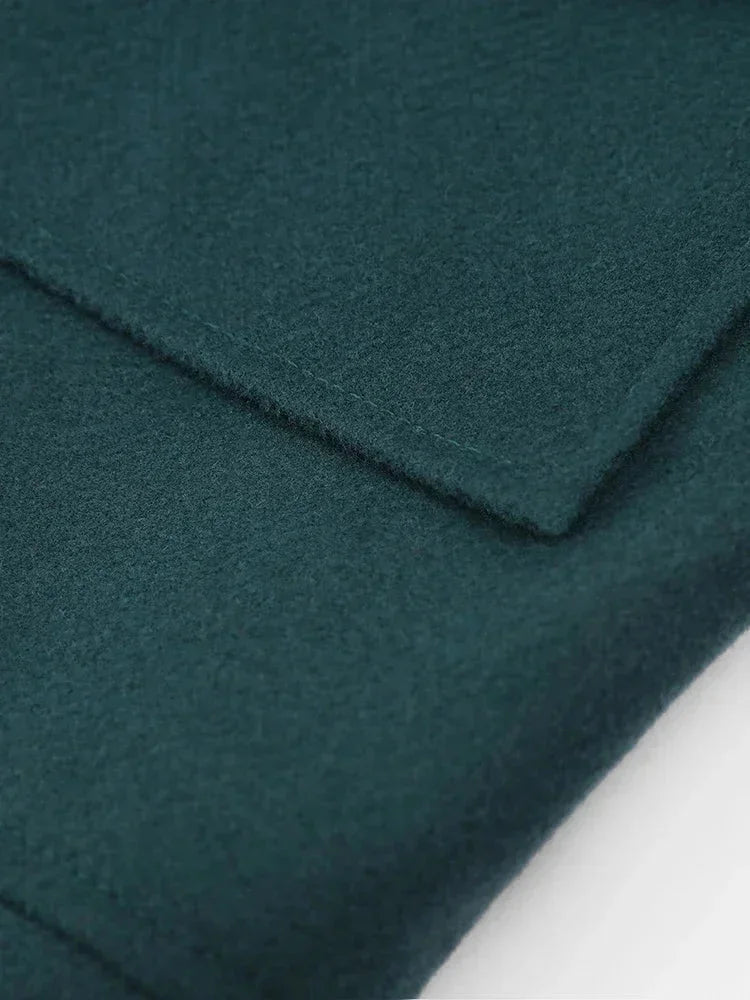 Veste femme vert foncé avec col en fausse fourrure