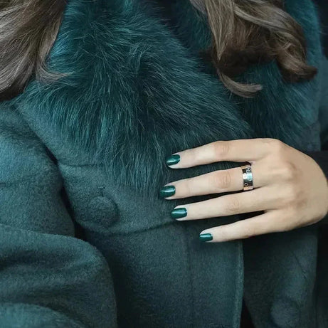 Veste femme vert foncé avec col en fausse fourrure