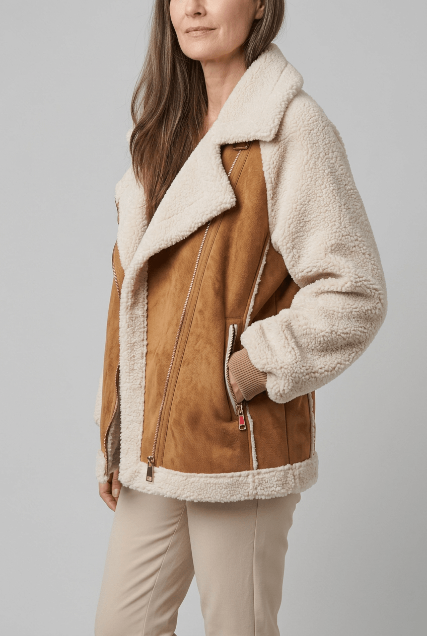 Veste Hiver Femme Texturée | Col Cranté Zippé