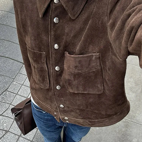 Veste marron pour femme avec boutons et poches