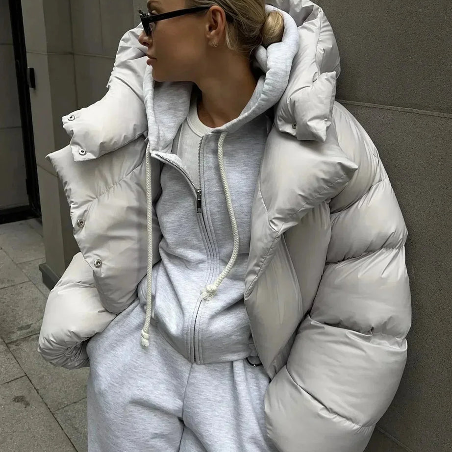 Doudoune oversize pour femme avec col montant