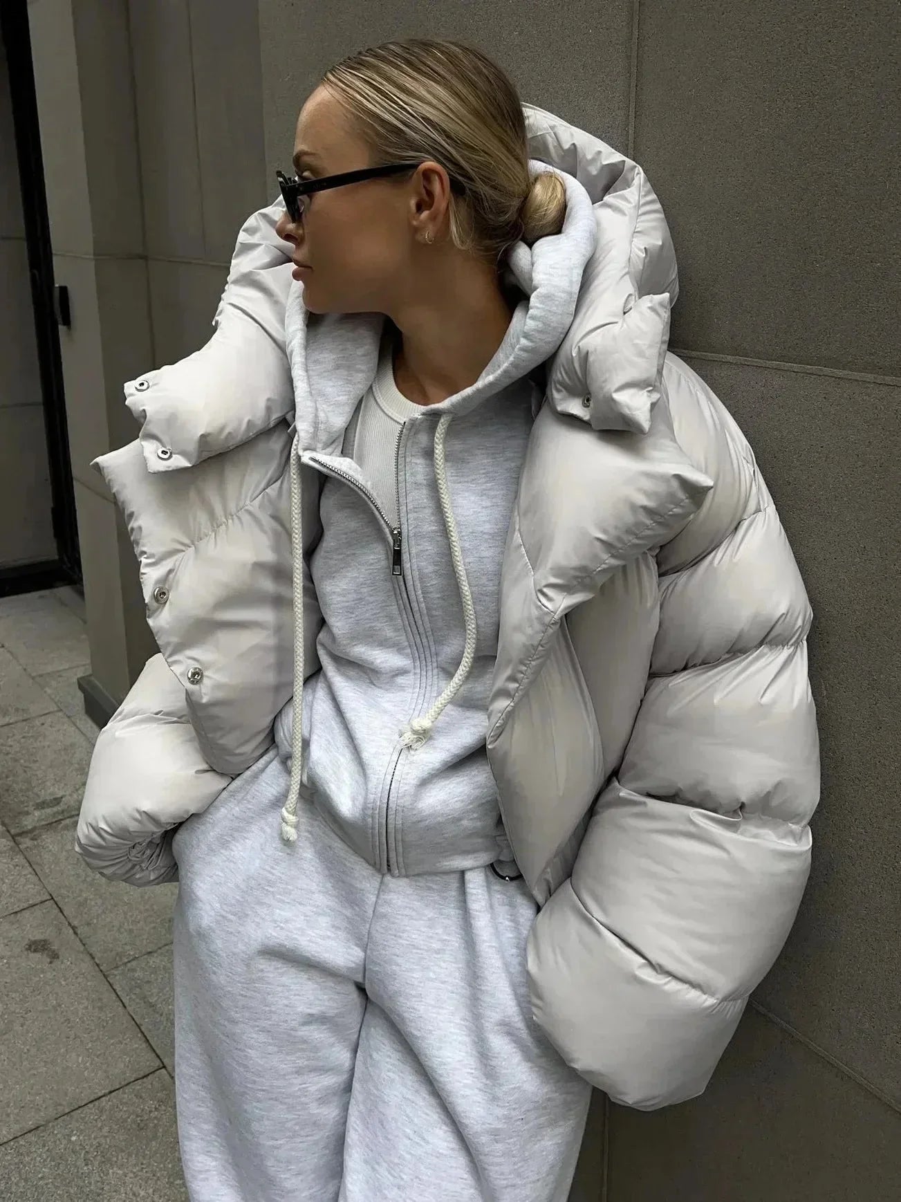 Doudoune oversize pour femme avec col montant