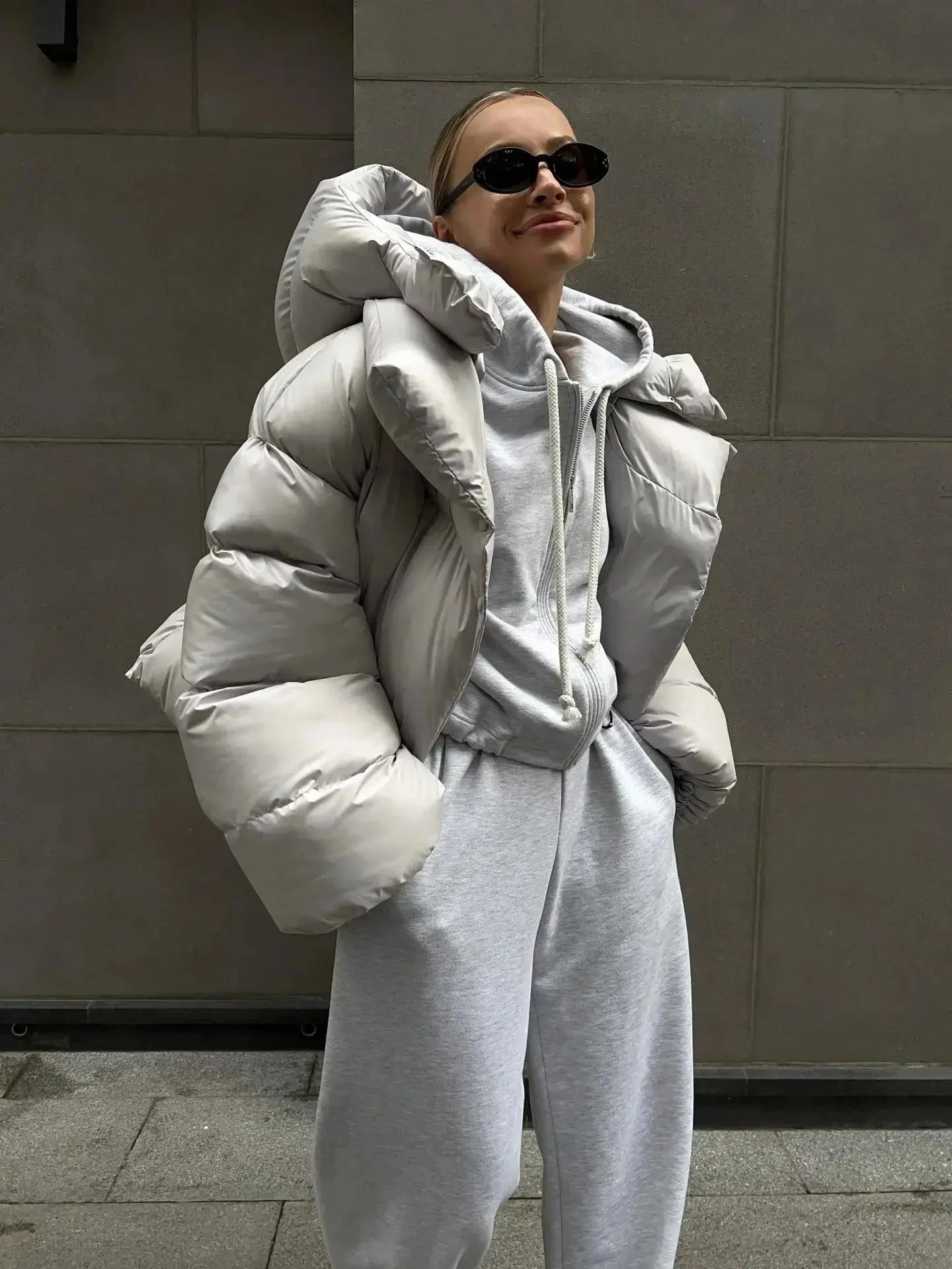 Doudoune oversize pour femme avec col montant