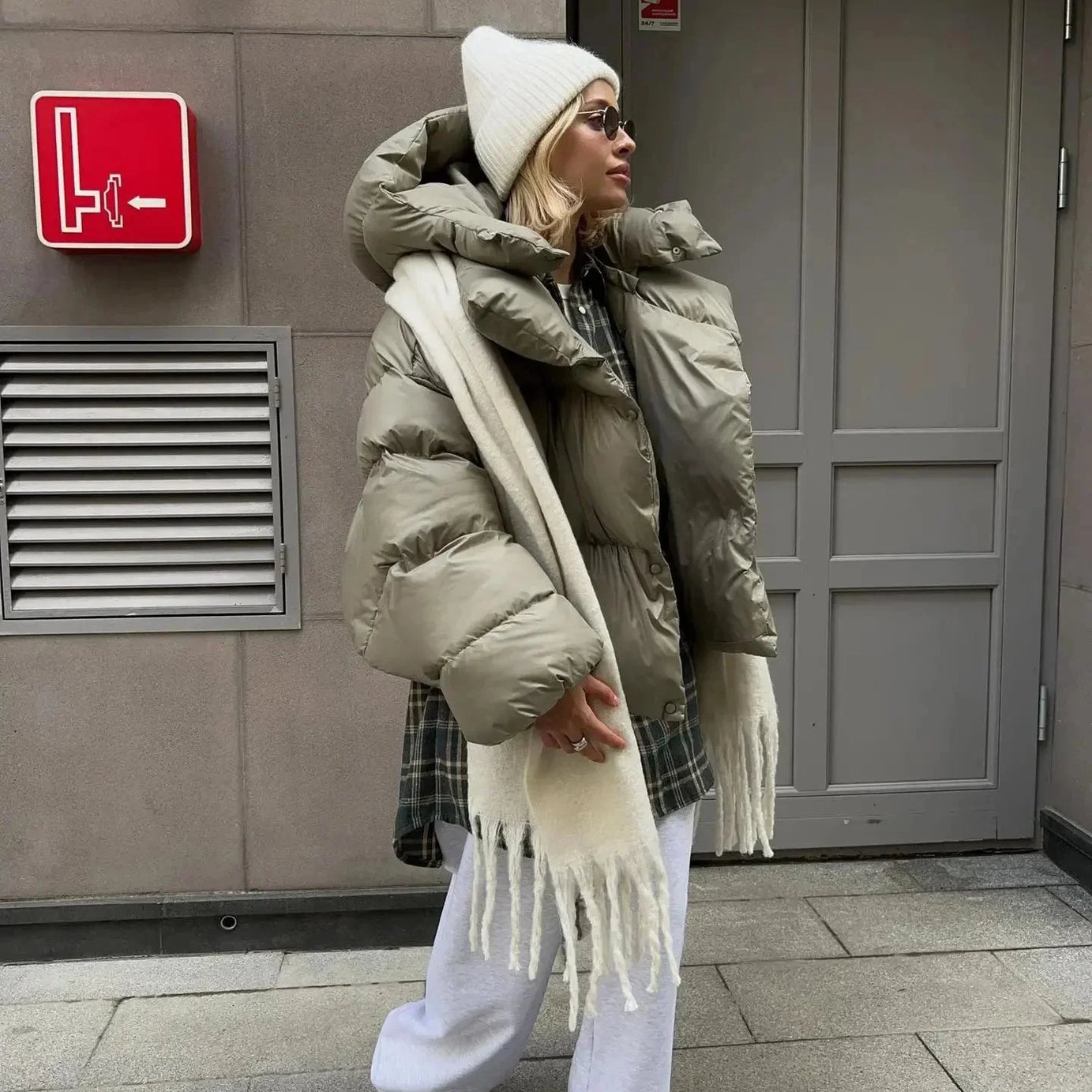 Doudoune oversize pour femme avec col montant