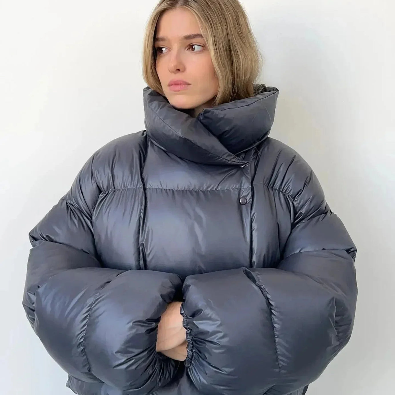 Doudoune oversize pour femme avec col montant