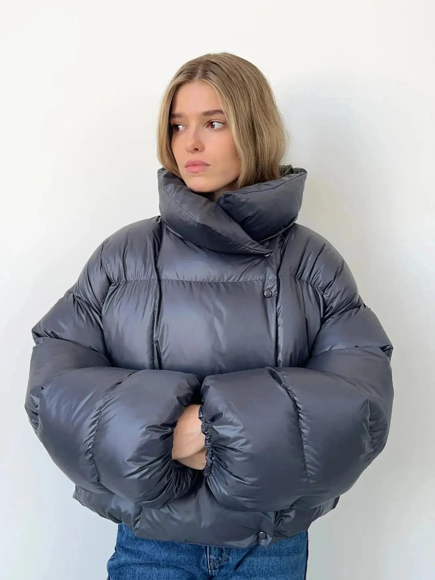 Doudoune oversize pour femme avec col montant