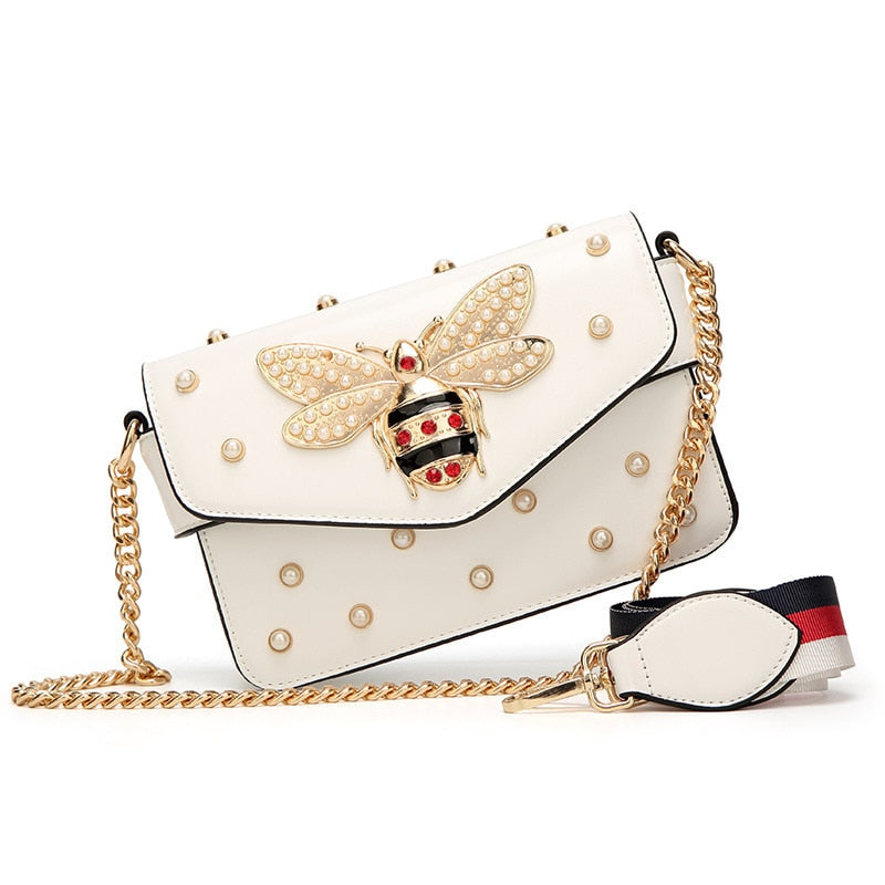 Bee beaded shoulder bag