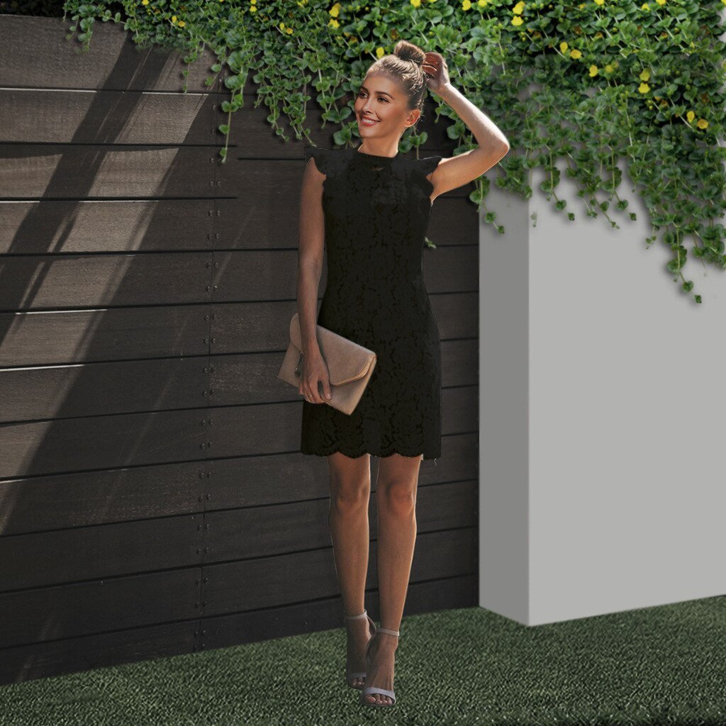 Robe Élégante en Dentelle - Black Lace Dress