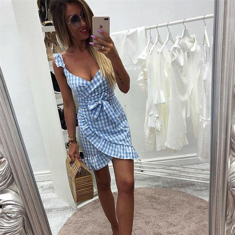 Petite robe à carreaux - Bleu