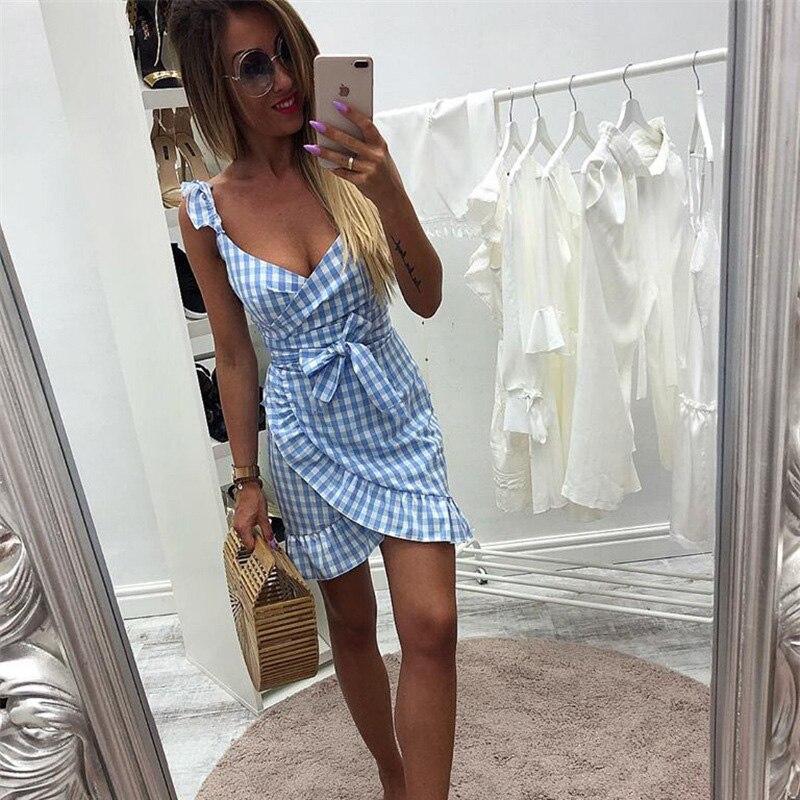 Petite robe à carreaux - Bleu