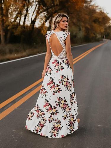 Sexy Vintage-Maxikleid mit Fiesta-Blumendruck