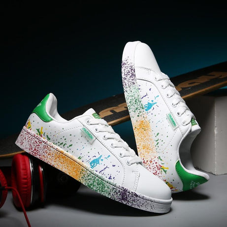 Baskets basses pour femmes Imprimé graffiti coloré - Noir