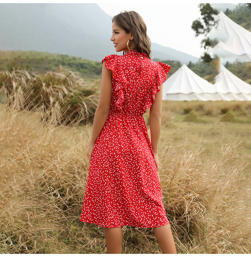 Schickes rotes Bohemian-Kleid