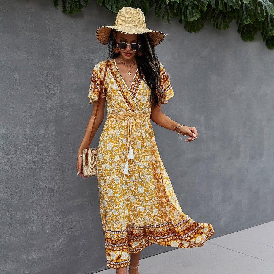 ROBE FLEURIE STYLE BAPTÊME - Bleu