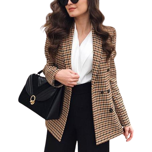 Blazer à manches longues à carreaux