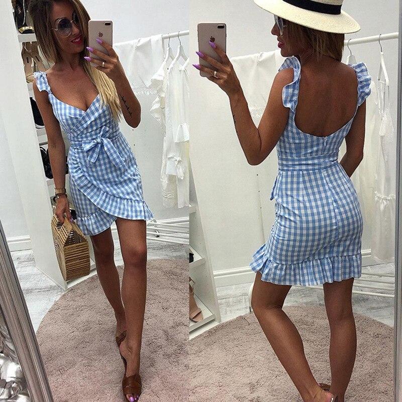 Petite robe à carreaux - Bleu