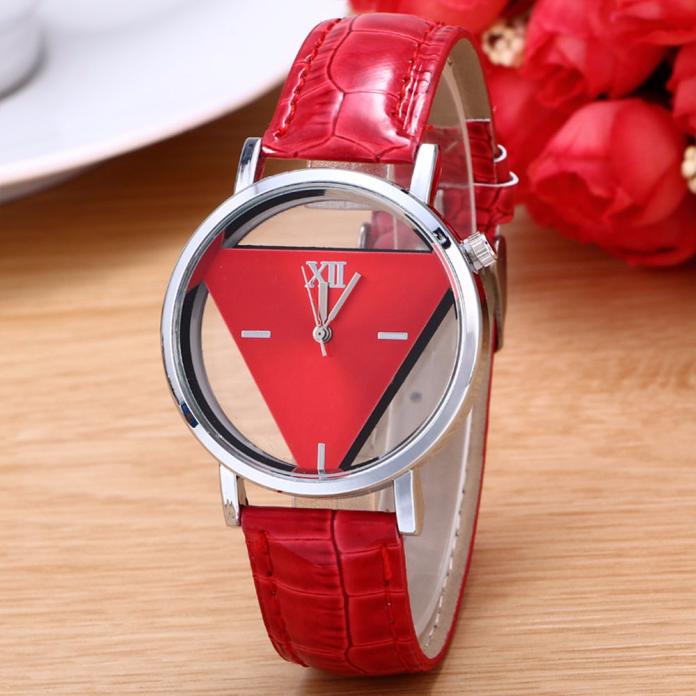 Montres femmes unique cadran triangulaire - Rouge