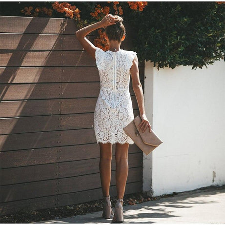 Robe Élégante en Dentelle - White Lace Dress
