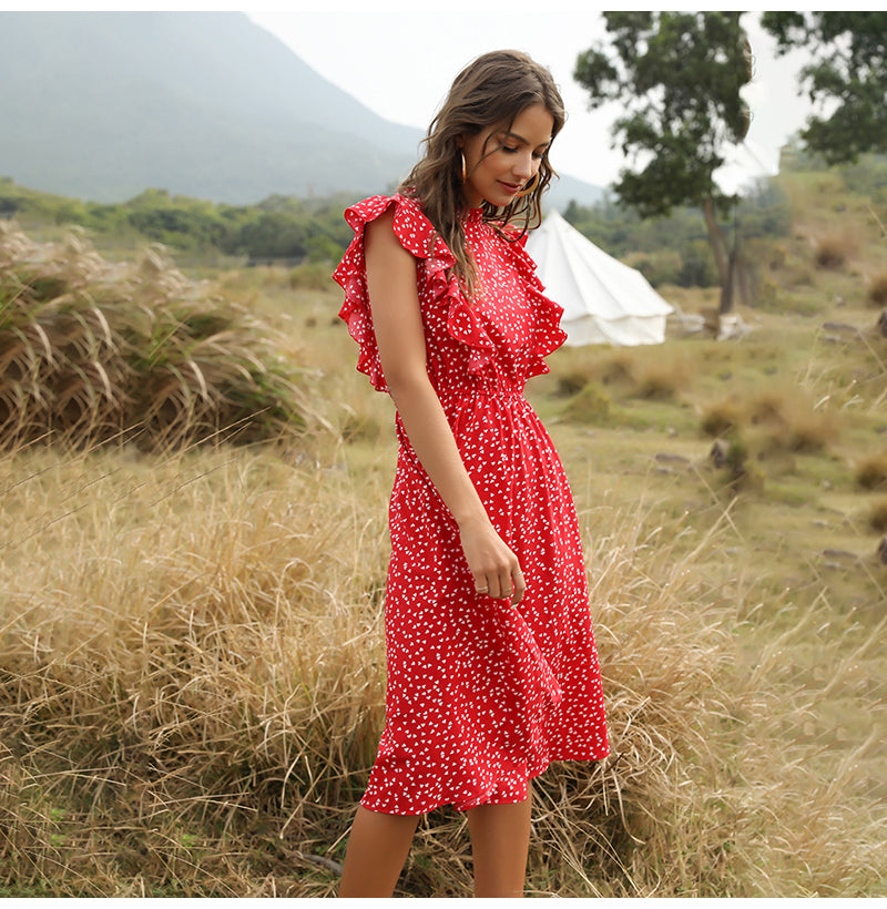 Schickes rotes Bohemian-Kleid