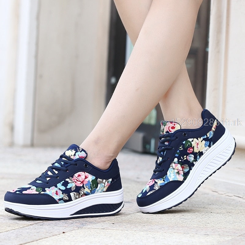 Atmungsaktive Toning-Schuhe für Damen mit dicker Sohle